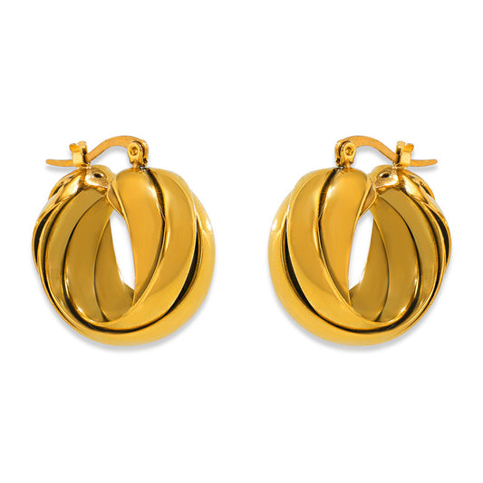 Elegant French Twist Weave Earrings with Titanium Steel U-Shaped Ear Buckle