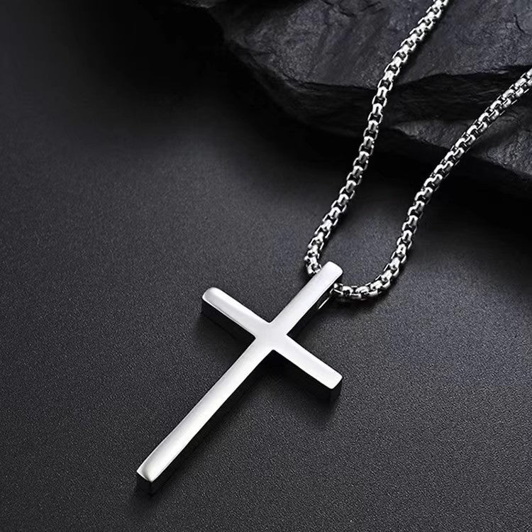 Planderful Jewelry Mens Cross Necklace Stainless Steel Chain Pendant Elegant Everyday Accessory