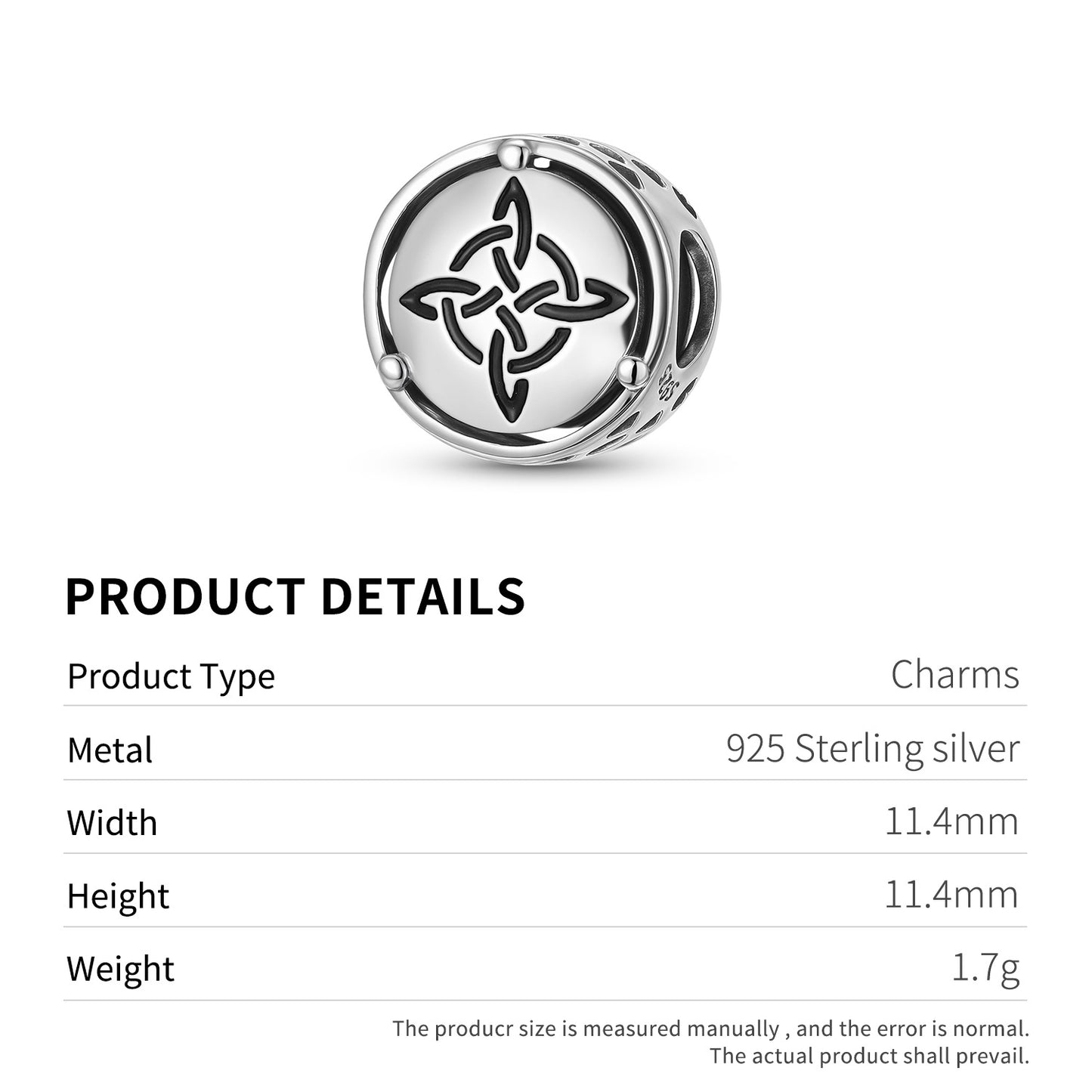 Planderful Jewelry Witchs Knot Sterling Silver Beaded Bracelet Pendant Elegant Gift