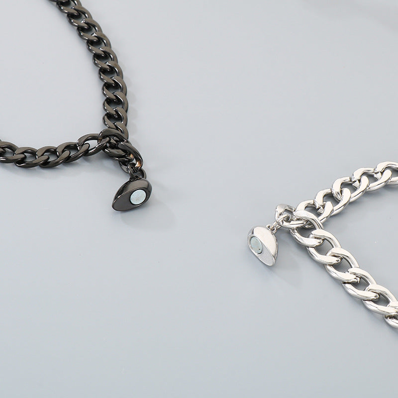 Niche Love Magnetic Bracelet Couple Style – Nk Chain Heart-Shaped Magnet Unisex Titanium