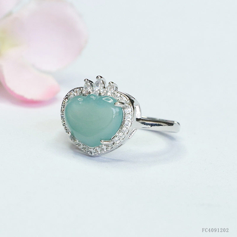 Blue Water Jadeite Ruyi Ring