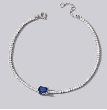 S925 Sterling Silver Lab-Grown Gemstone Geometric Bracelet