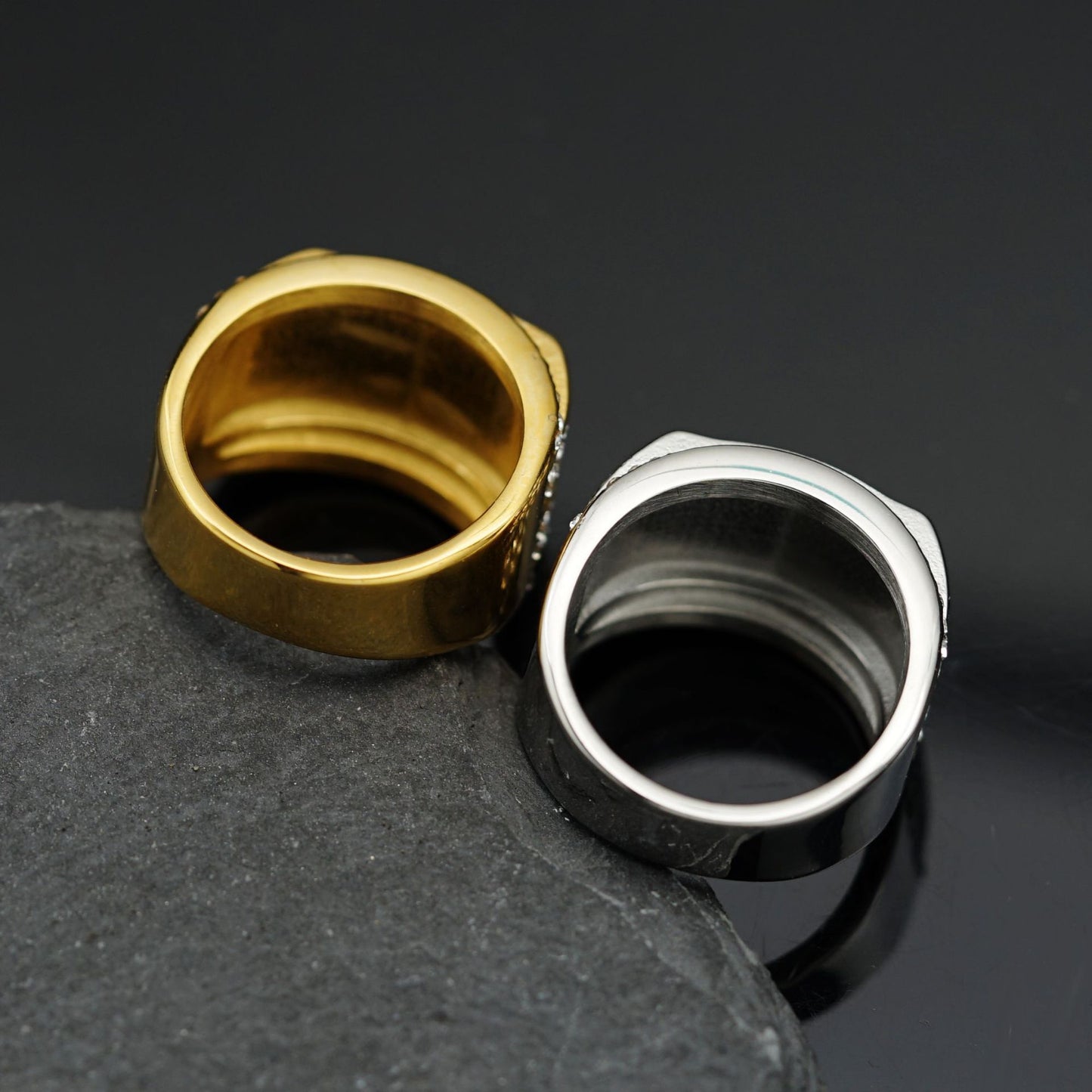 Planderful Everyday Genie Stainless Steel Zircon Ring For Men Unisex Hip Hop Style Statement