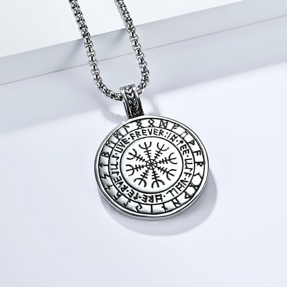 Planderful Norse Legacy Titanium Steel Necklace With Luhn Text Pendant For Men Personalized Viking Jewelry