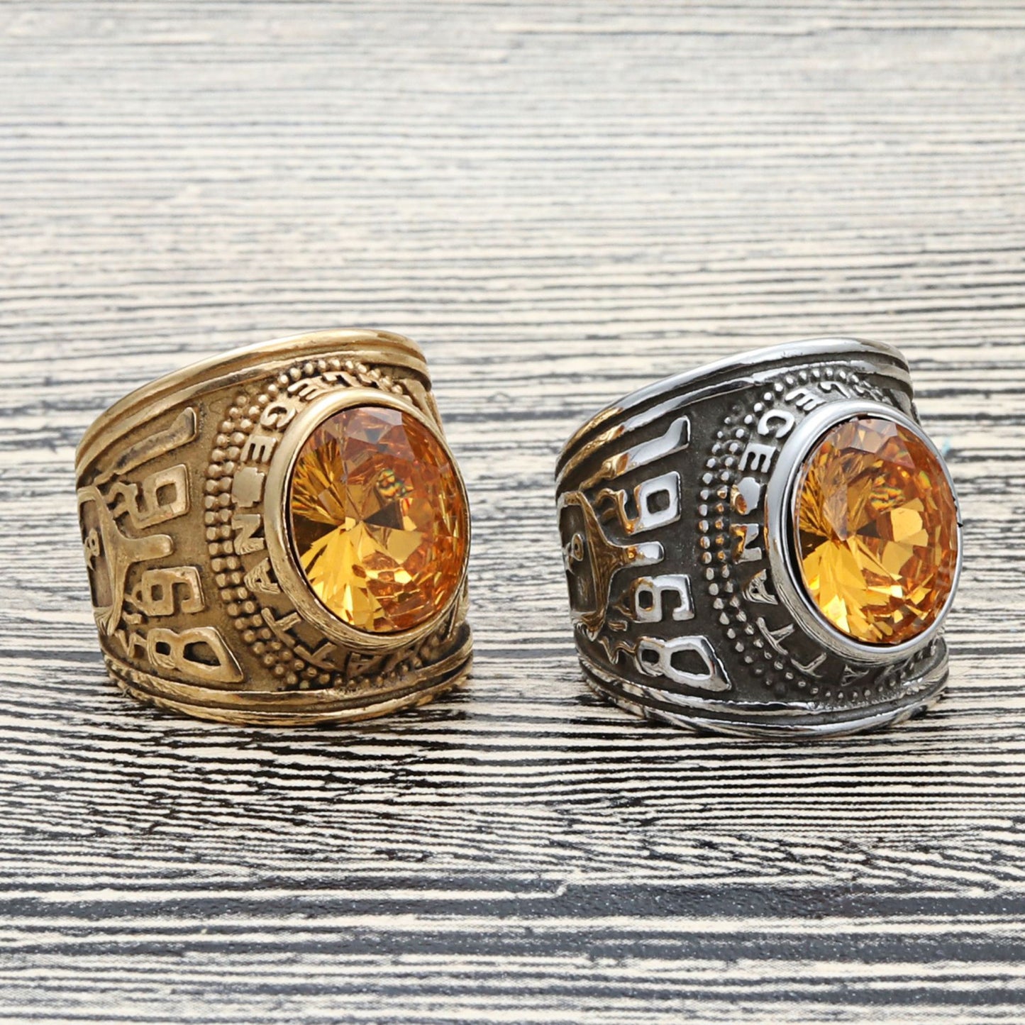Planderful Titanium Steel MultiColor Zircon Ring For Men Unisex Retro Punk Style Eagle Design