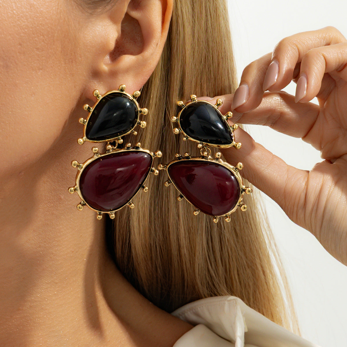 Planderful Vienna Verve Water Drop Earrings Large Geometric Resin Gem Statement Jewelry For Bold Women