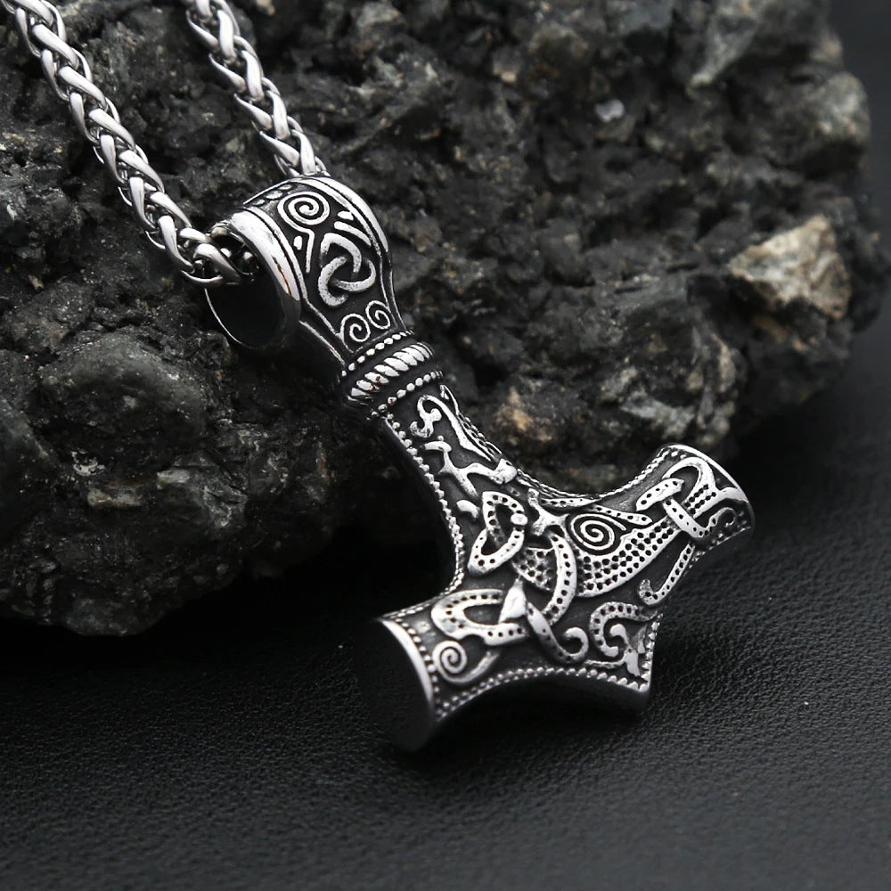 1. Planderful Thor's Hammer Necklace Titanium Steel Men