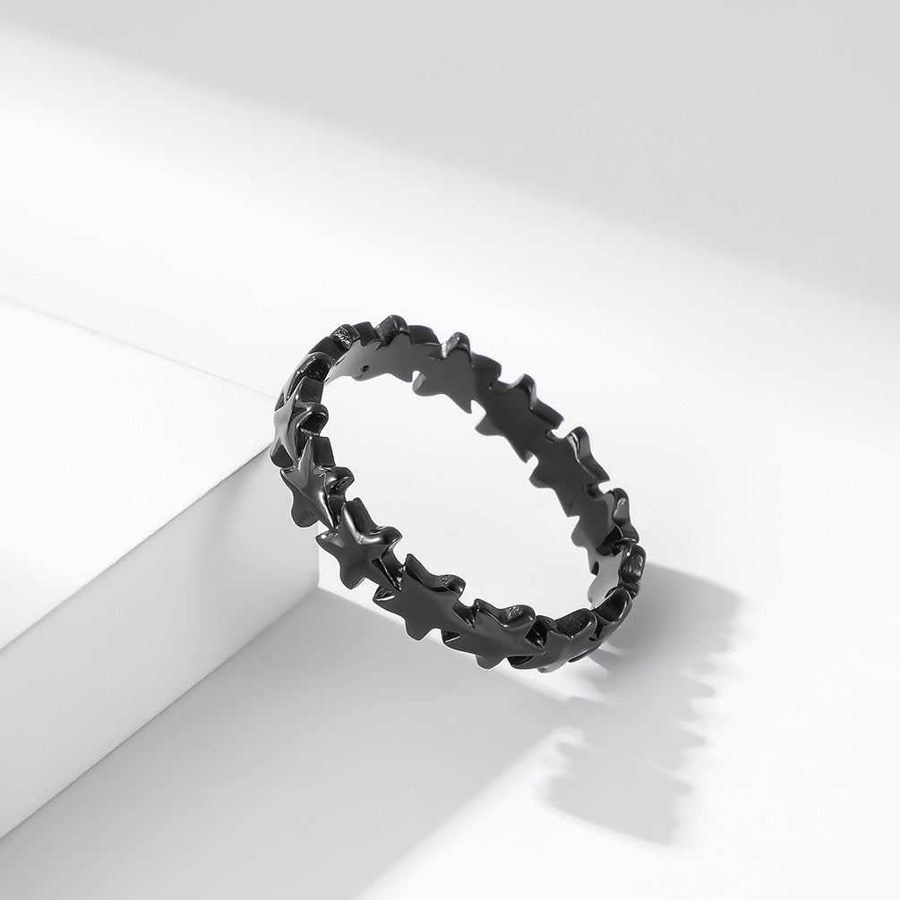 Planderful Titanium Steel Five-Point Star Ring For Women Stackable Light Luxury Jewelry