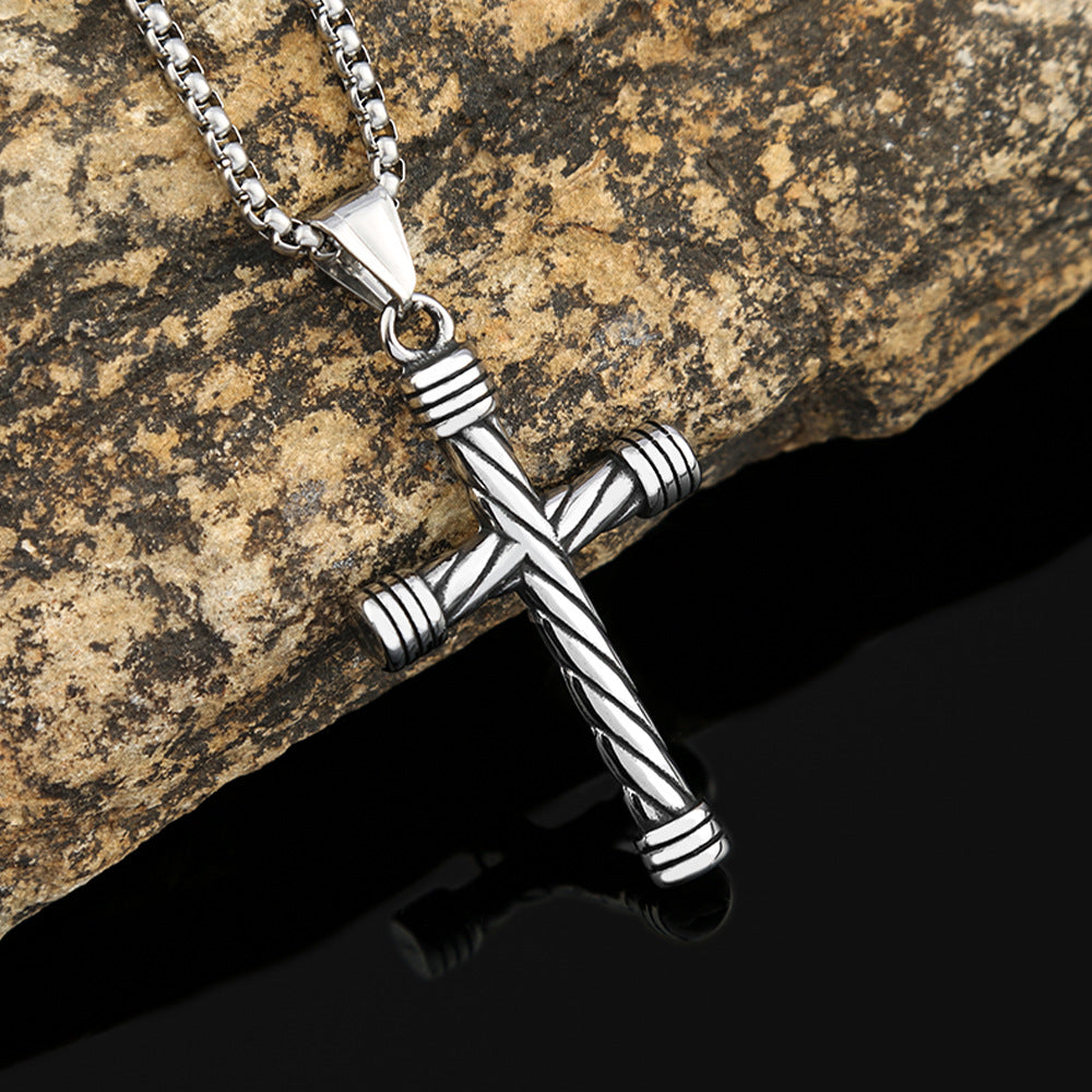 New Twisted Cross Titanium Steel Necklace for Men and Women