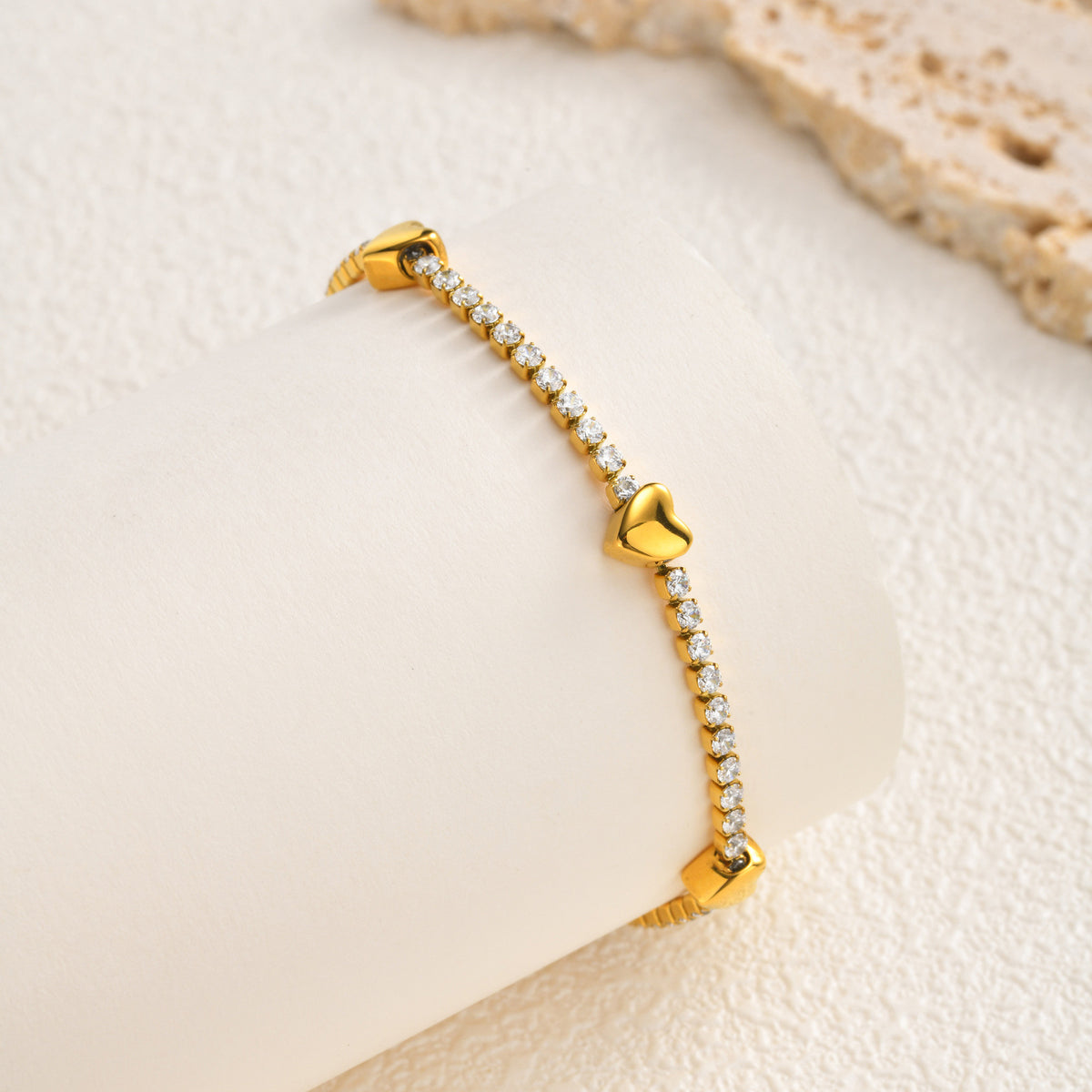 Heart Zircon Stainless Steel Bracelet