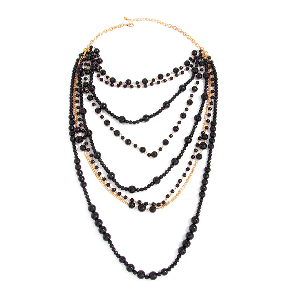 Heavy Pearl-Style Multi-Layer Beaded Necklace