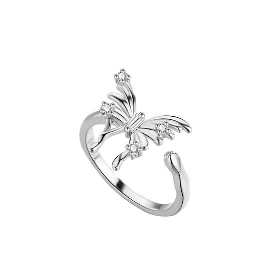 S925 Sterling Silver Butterfly Ring — Adjustable