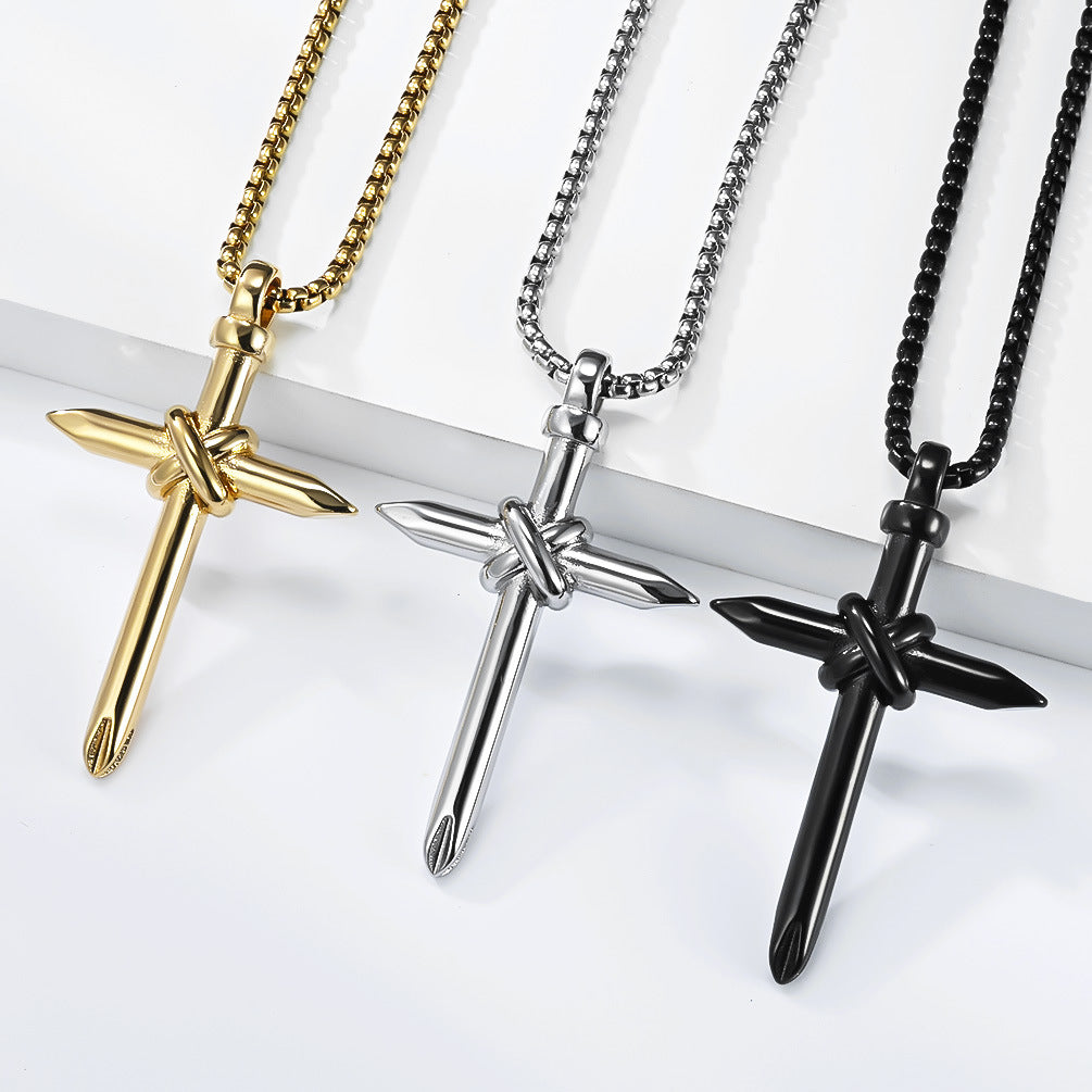 Planderful Everyday Genie Self Defense Necklace Cross Pendant Titanium Steel Unisex Glass Breaker
