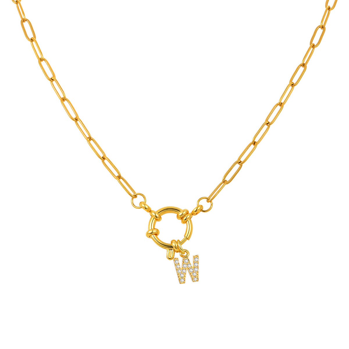 Name Letter Stainless Steel Small Square Chain Bubble Buckle Copper 26 Letter Necklace