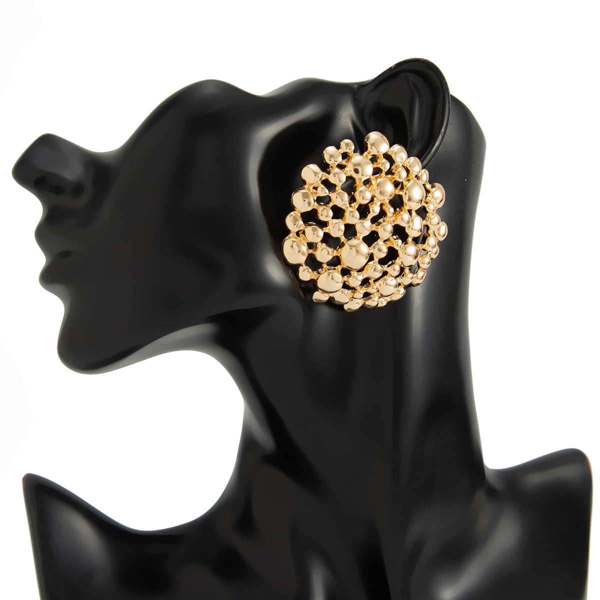 Planderful Vienna Verve Bubble Stud Earrings Geometric Hollow Alloy Honeycomb Statement Jewelry For Edgy Women