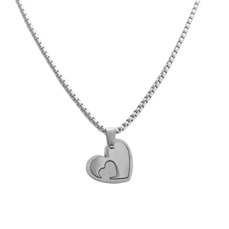 Personalized Retro Titanium Steel Heart Pendant Necklace for Trendy Men and Women