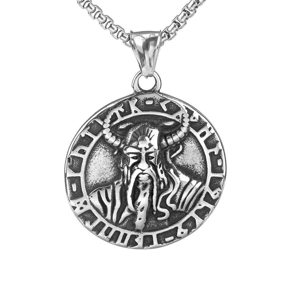 European And American Stainless Steel Men's Pendant Odin Necklace