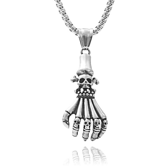 Punk Inspired Titanium Steel Skull Pendant Necklace for Men - Retro Claw Design