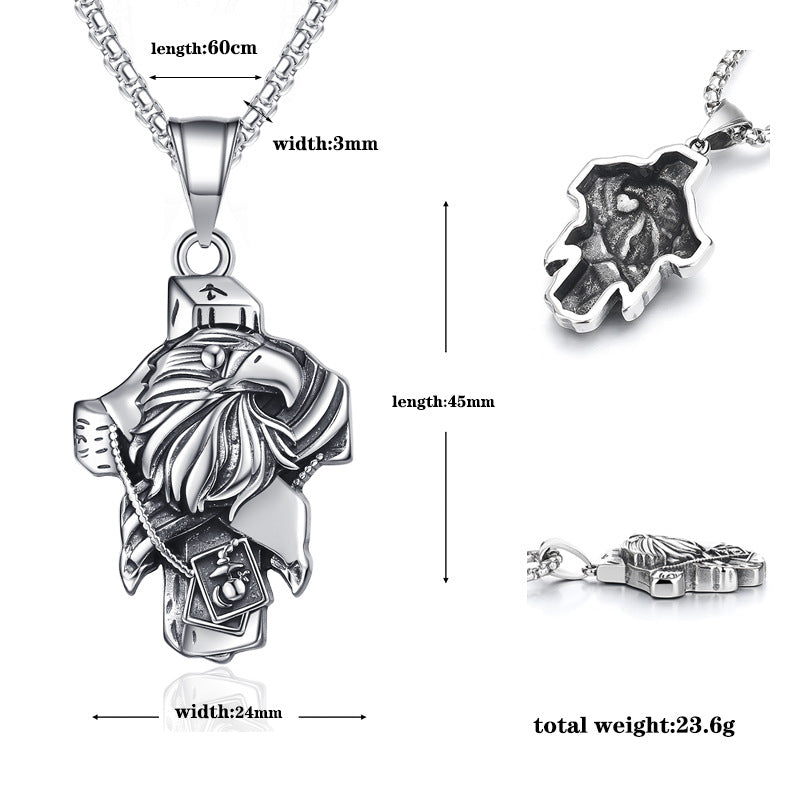 Steel Necklace - Statement Western Eagle Pendant