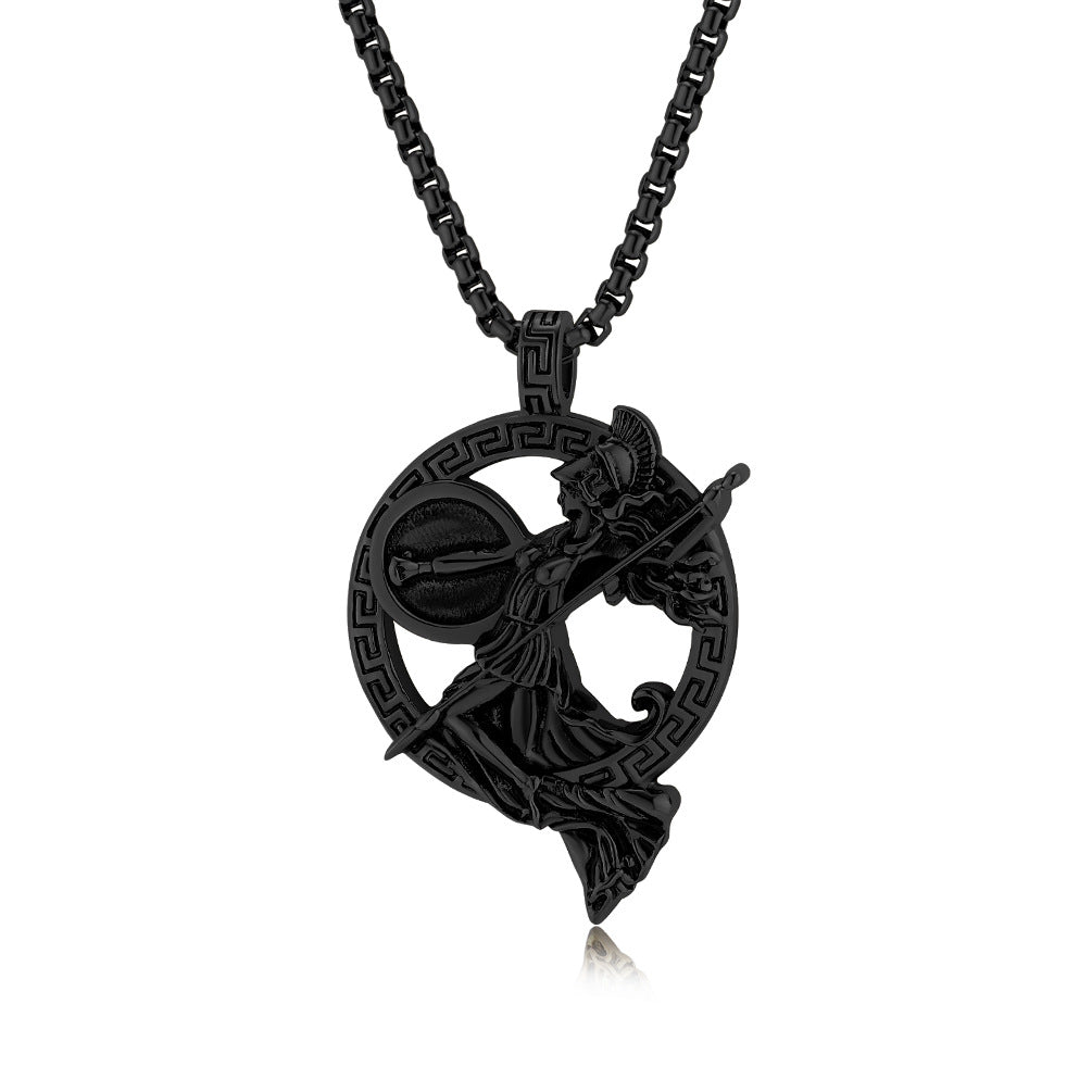 Planderful Greek Mythical Warrior Muse Durable Titanium Steel Necklace For Women Bold Minerva Pendant