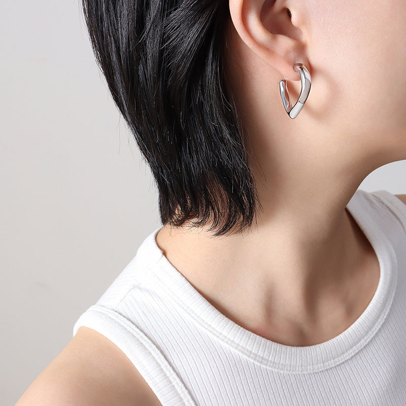 Geometric Minimalist Gold-Plated C-Shaped Earrings - Trendy Ear Jewelry