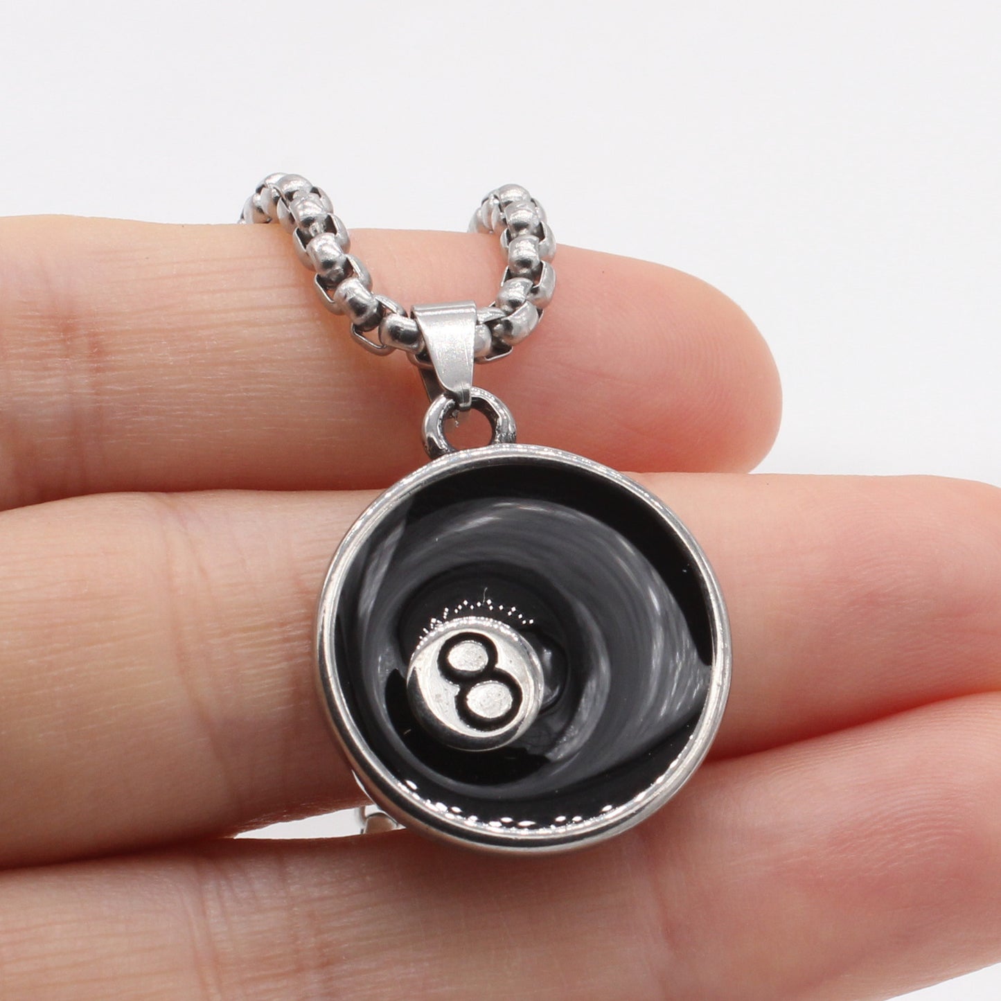 Planderful Personalized Billiard Pendant Unisex 8 Character Titanium Steel Customizable Statement Accessory