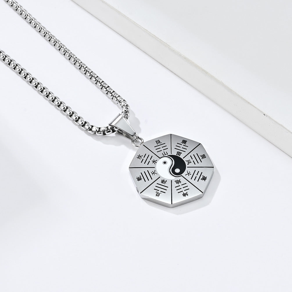 Steel Necklace – Vintage Tai Chi Eight Trigrams Pendant