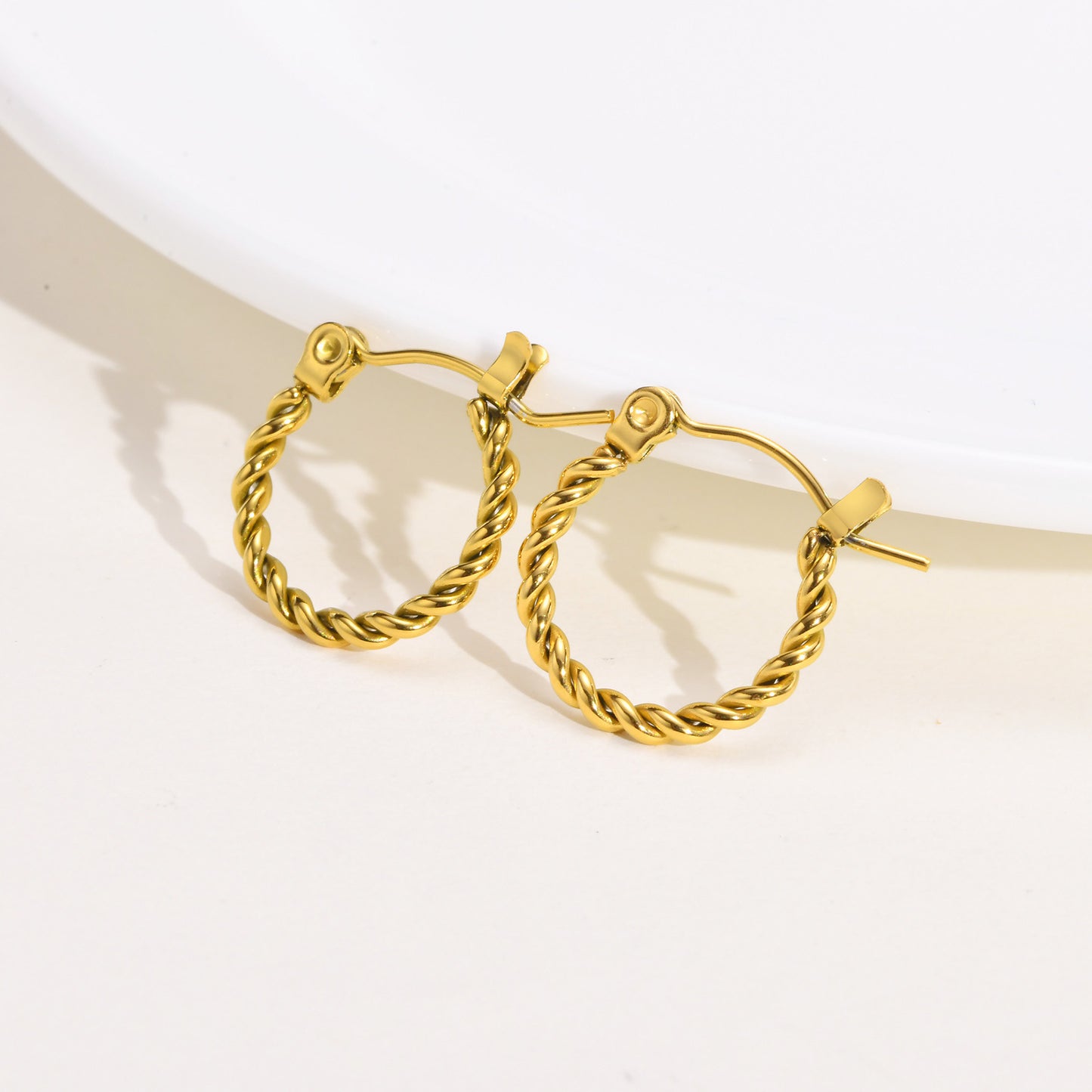 Stainless Steel Twist Earrings Gold Women's Titanium Steel