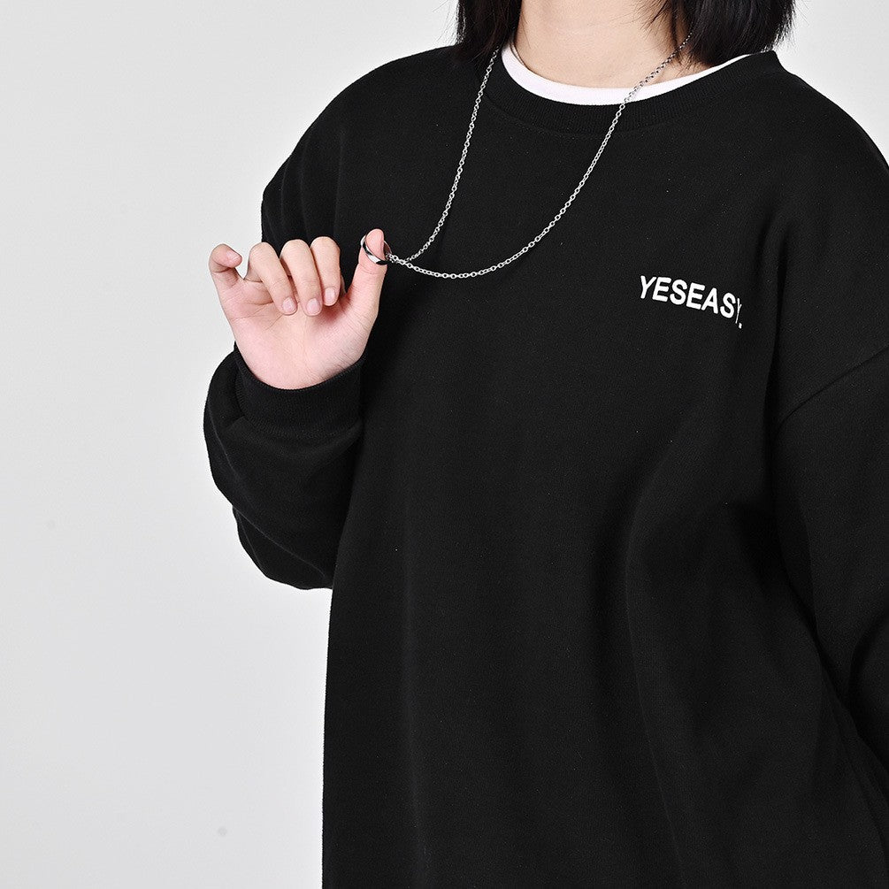 Simple Curved Silver Cold Wind Necklace Ring Pendant Jewelry