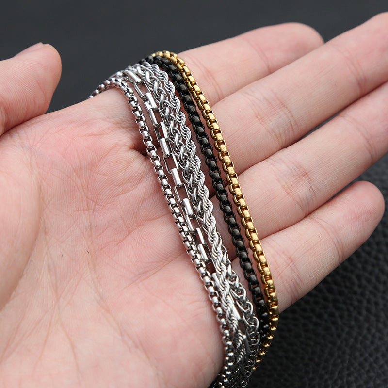 Pearl Bead Chain DIY Stainless Steel Men's Pendant Necklace