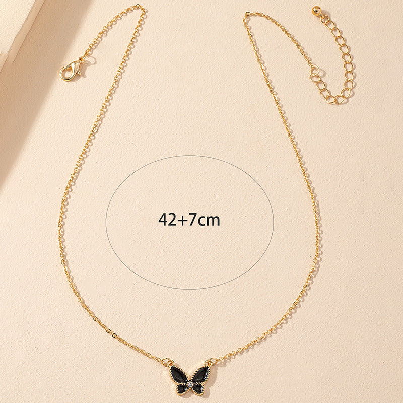 Butterfly Drop Oil Collarbone Necklace - Vienna Verve Collection
