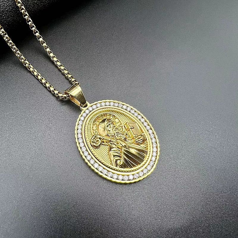 Zircon Pendant Necklace – Statement Religious Figure