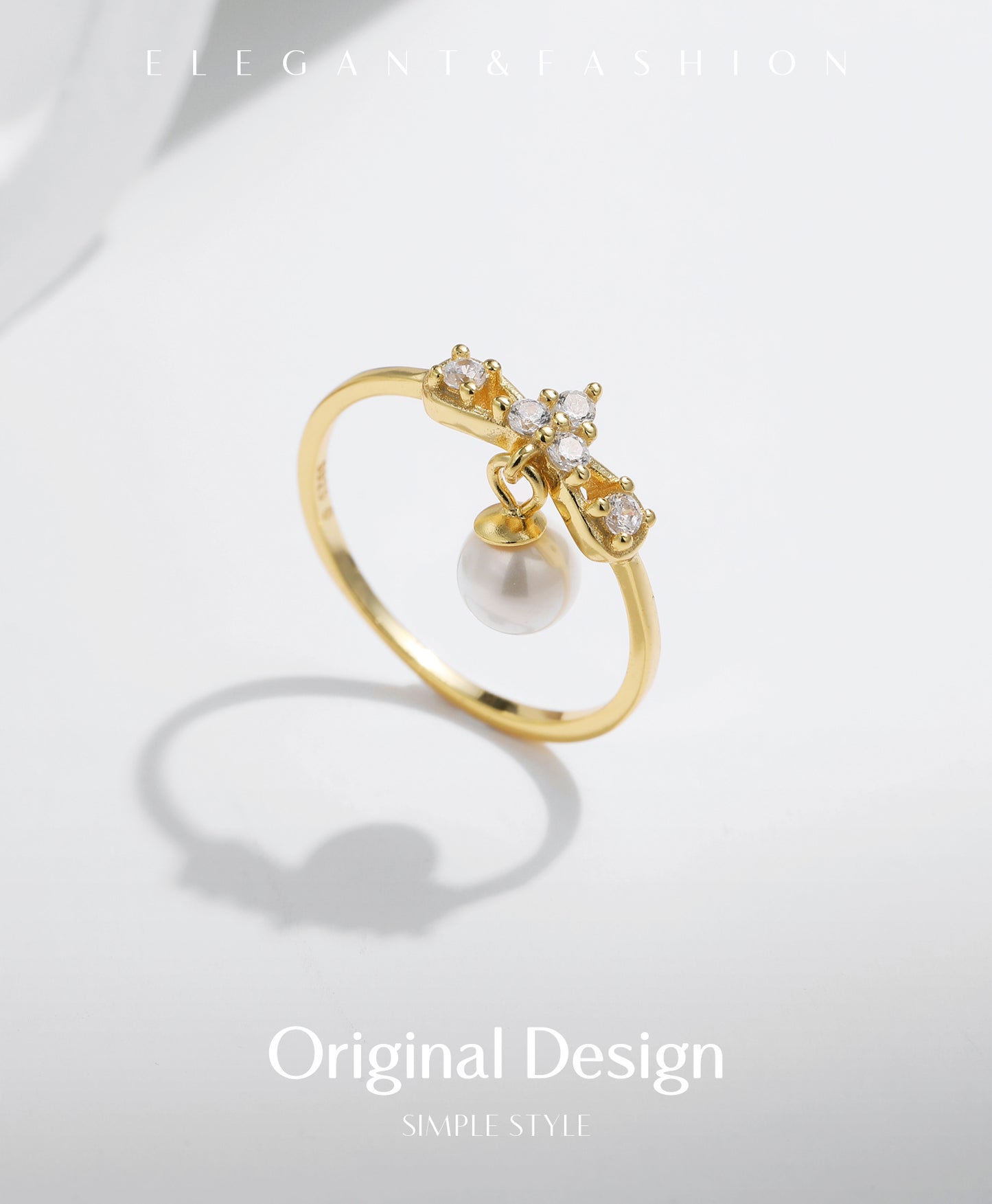 Planderful Everyday Genie Pearl Ring – Elegant Bow Design