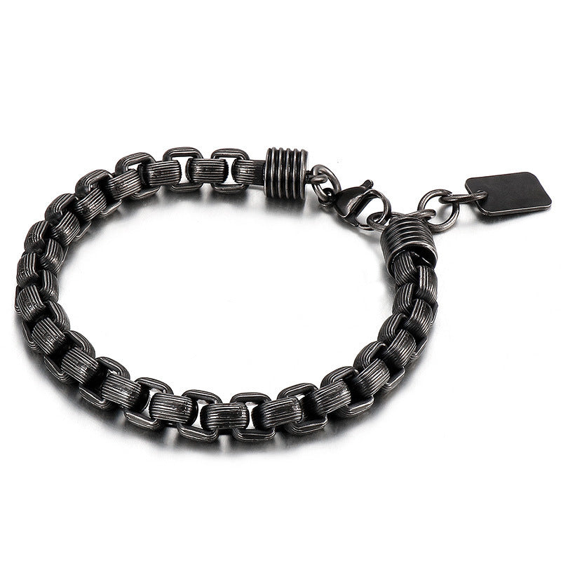 Punk Style Men's Stainless Steel Square Pearl Bracelet – Men's Titanium Steel Design