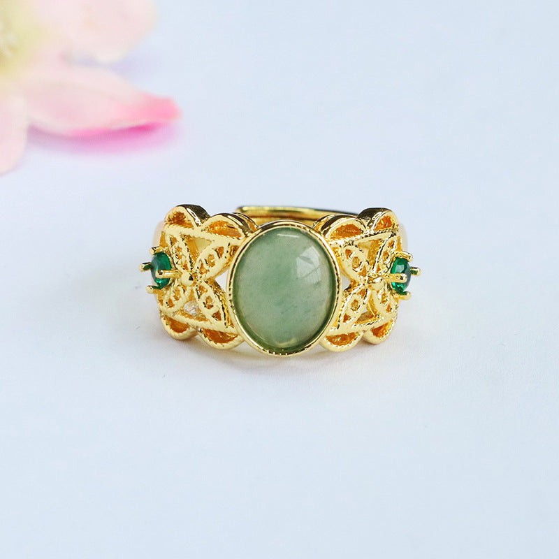 Blue-Water Jadeite Butterfly Dance Ring