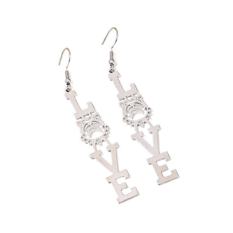 Retro LOVE Tiger Head Earrings with a Twist of Street Style