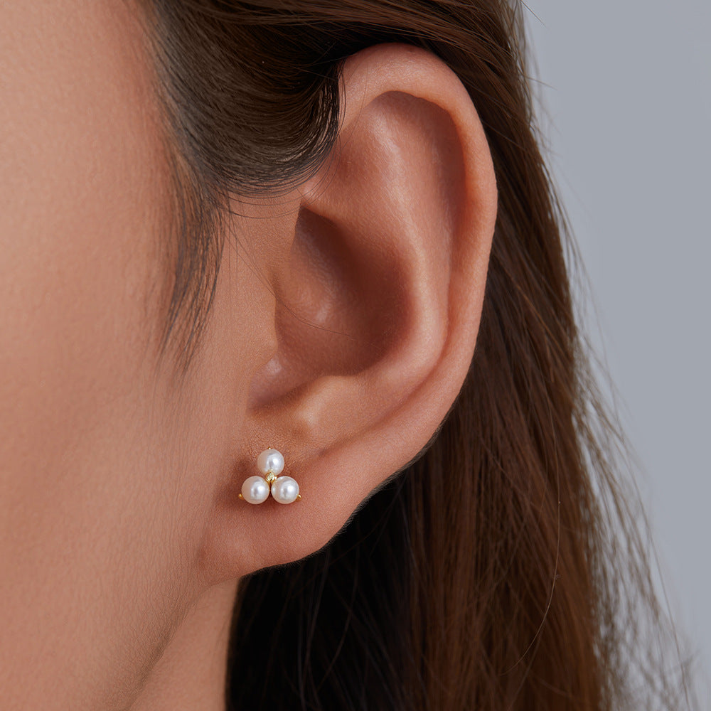 S925 Sterling Silver Pearl Stud Earrings