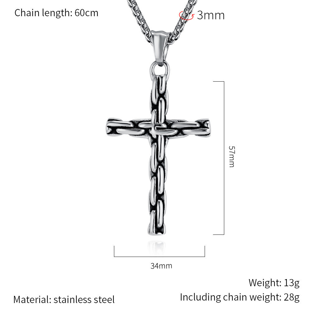 Planderful Everyday Genie Men's Cross Titanium Steel Pendant Necklace For Streetwear