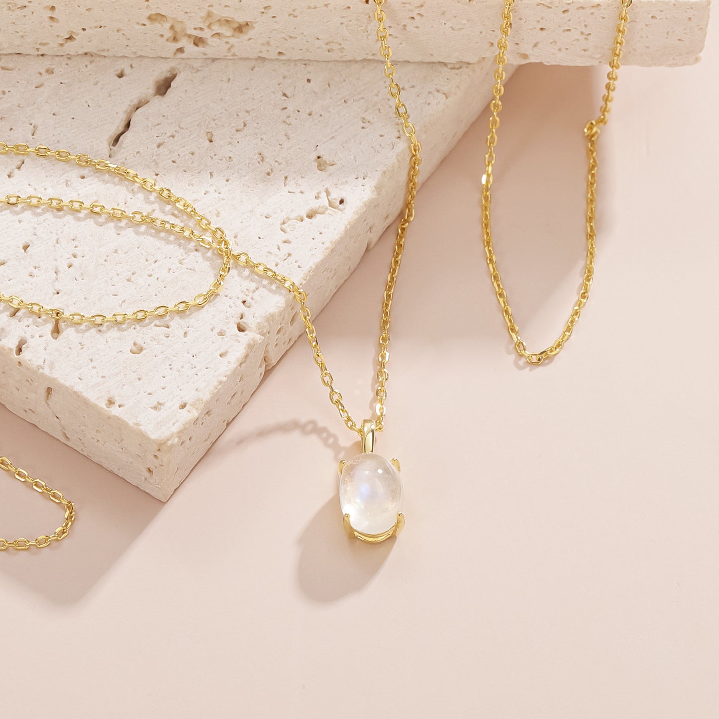 Source Factory Natural Cream Blue Moonstone Necklace S925 Silver