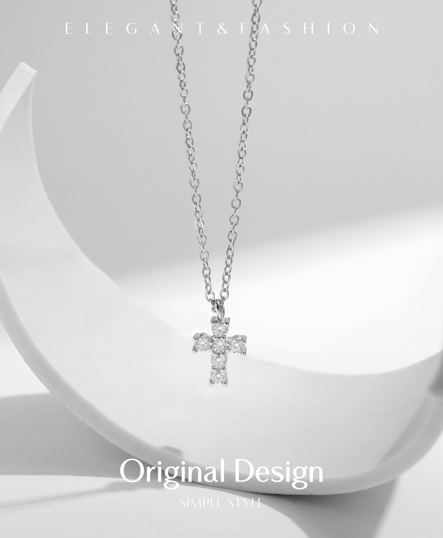 Planderful Moissanite Sparkling Necklace – Elegant Cross Pendant Design