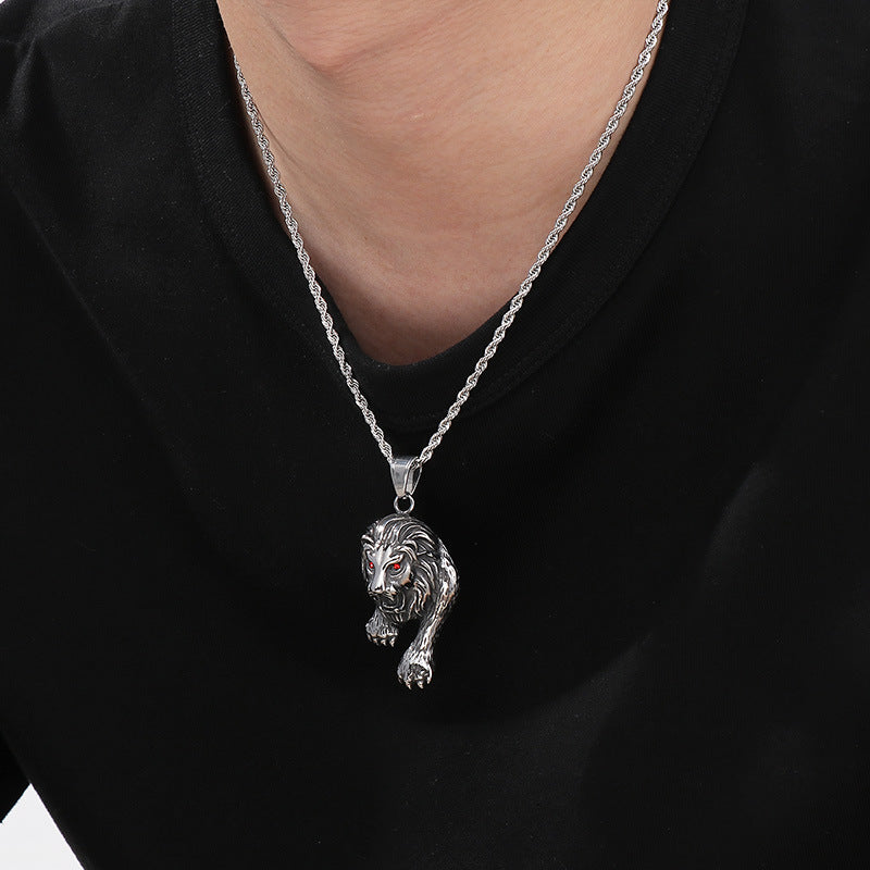 Planderful Forest Lion Pendant For Men Domineering Stainless