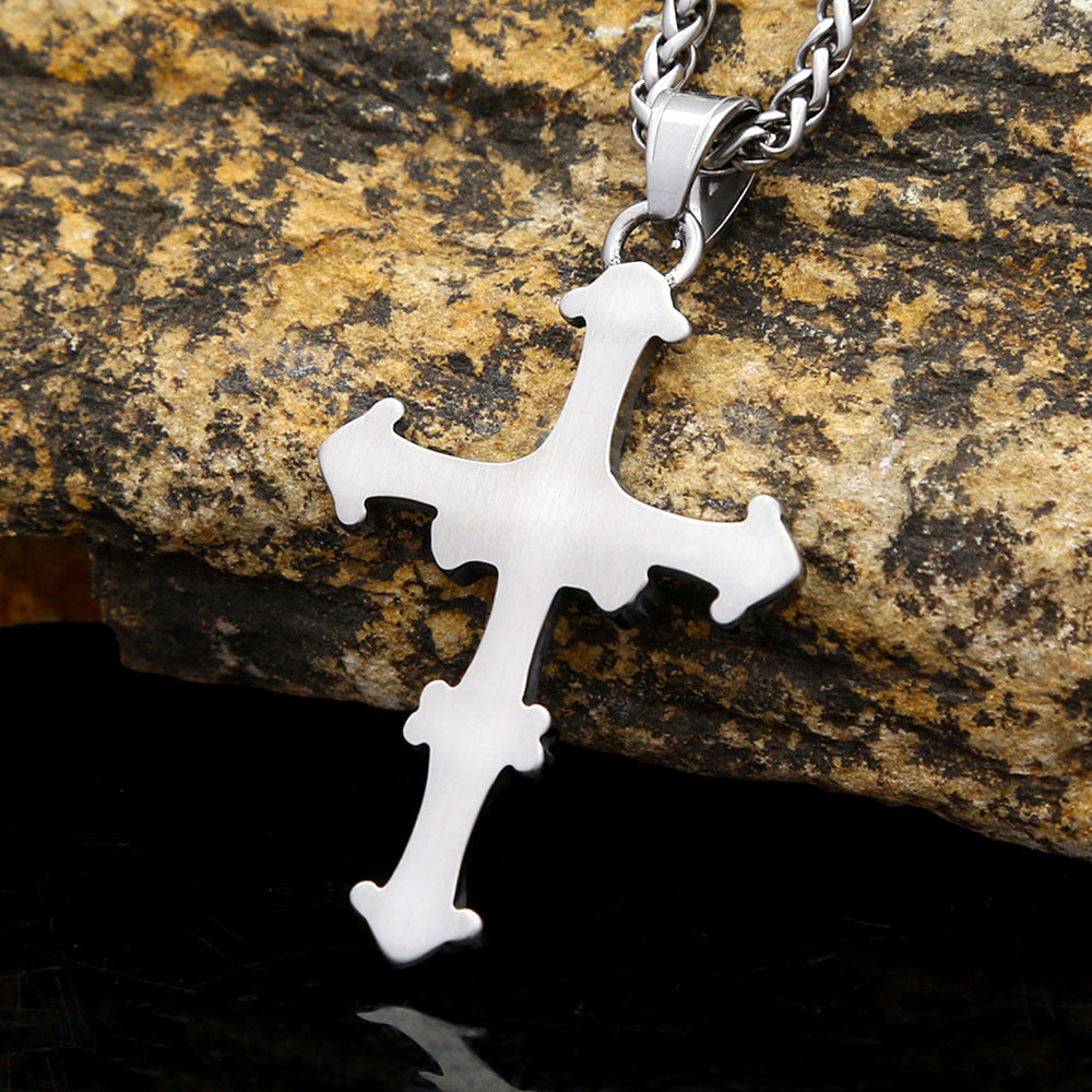 Horus Eye of God Titanium Steel Cross Necklace for Men