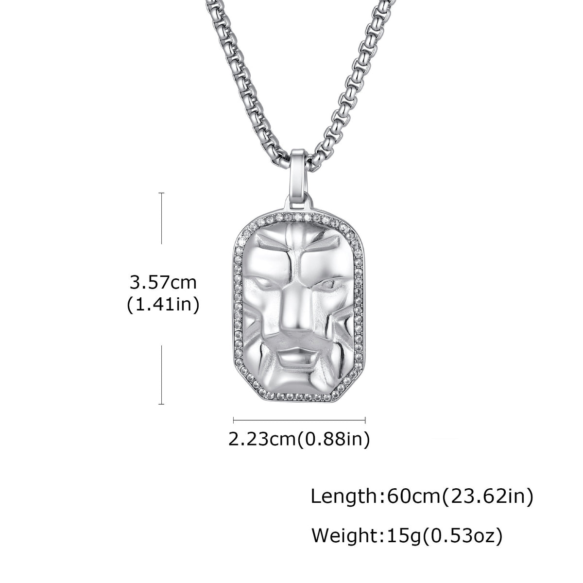 Zircon Textured Vintage Black Stainless Steel Pendant