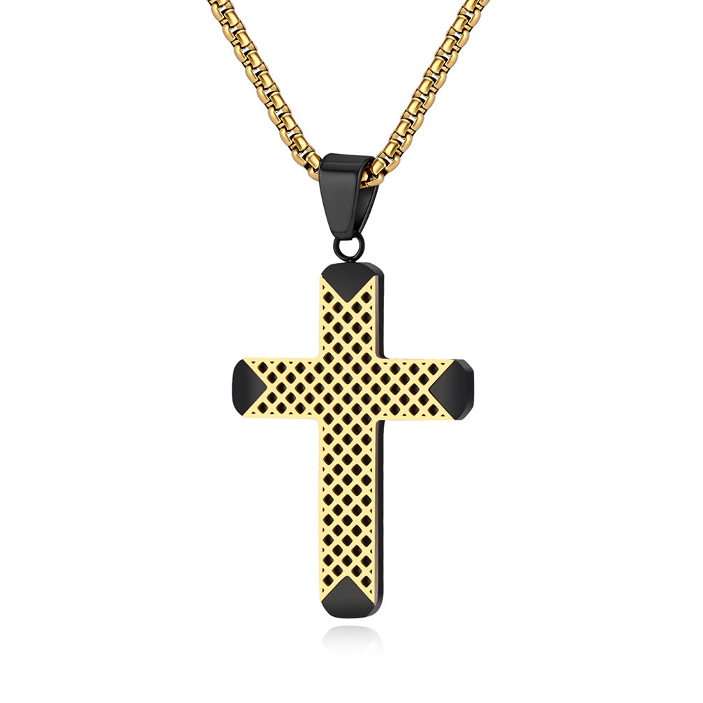 Double-Color Stainless Steel Cross Necklace for Men