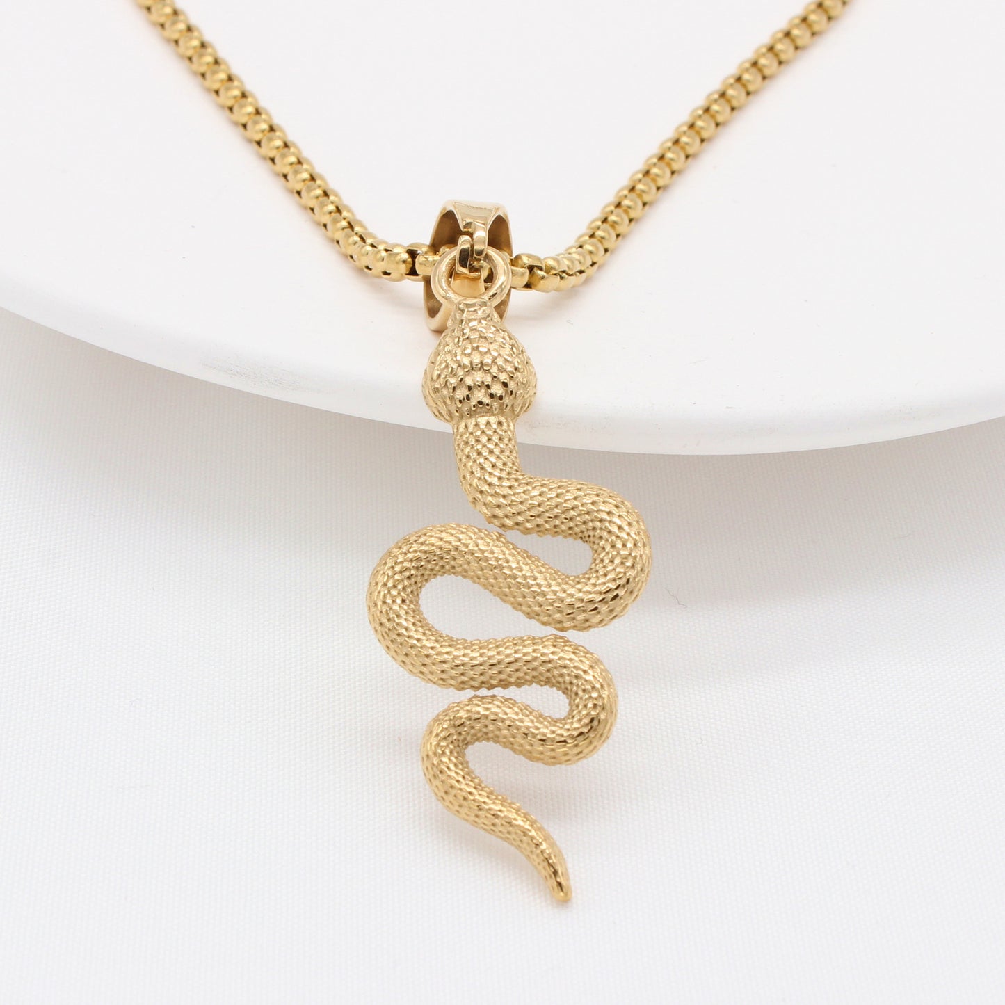 Titanium Steel Snake Pendant Necklace For Unisex Fashion Lovers Planderful Everyday Genie Protection Charm