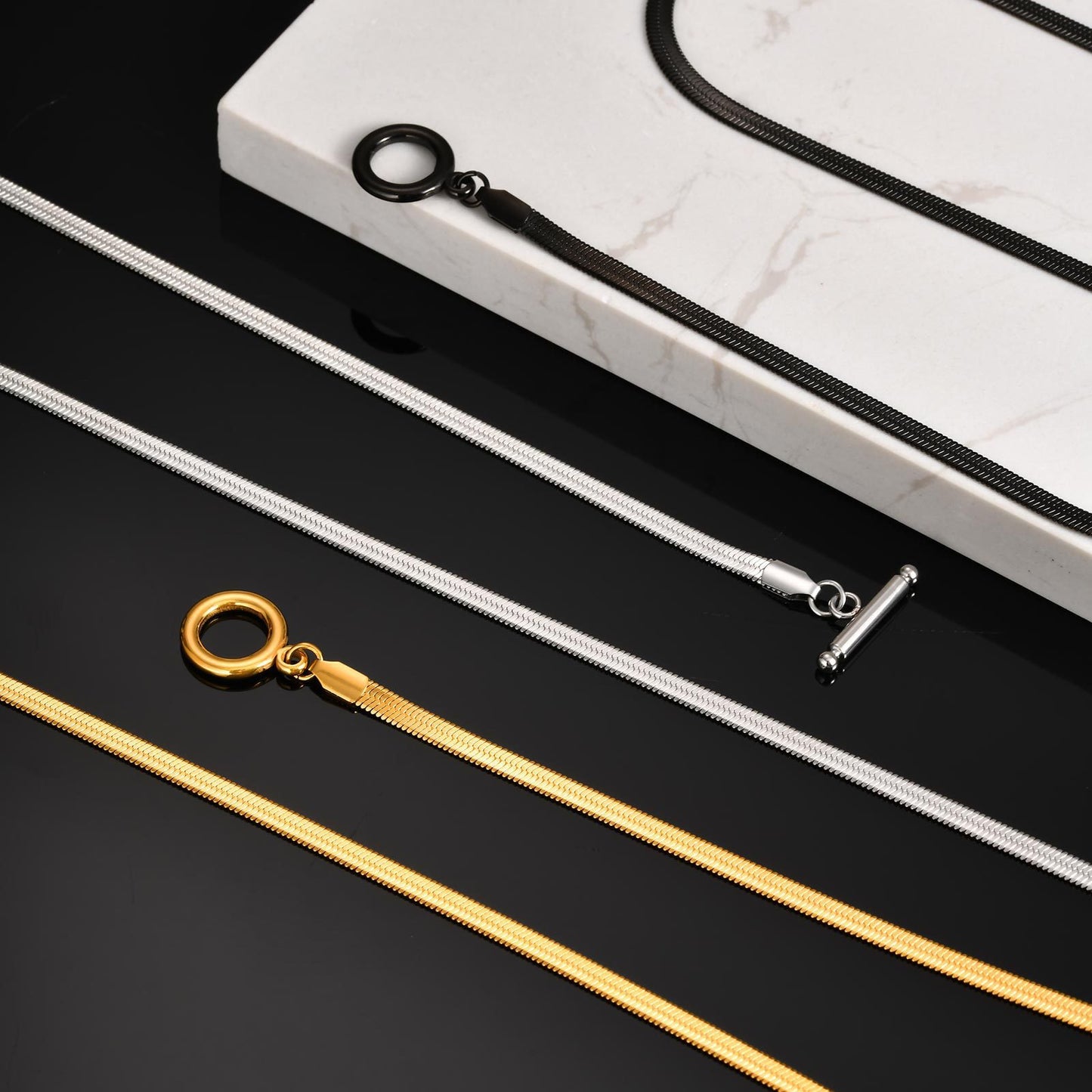 Stainless Steel Toggle Clasp 4mm Wide Blade Chain Necklace Men's