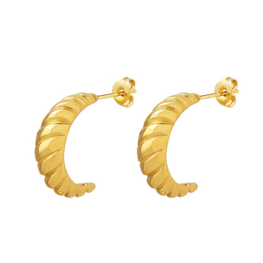 Elegant Titanium Steel Gold-Plated Thread Earrings for Women