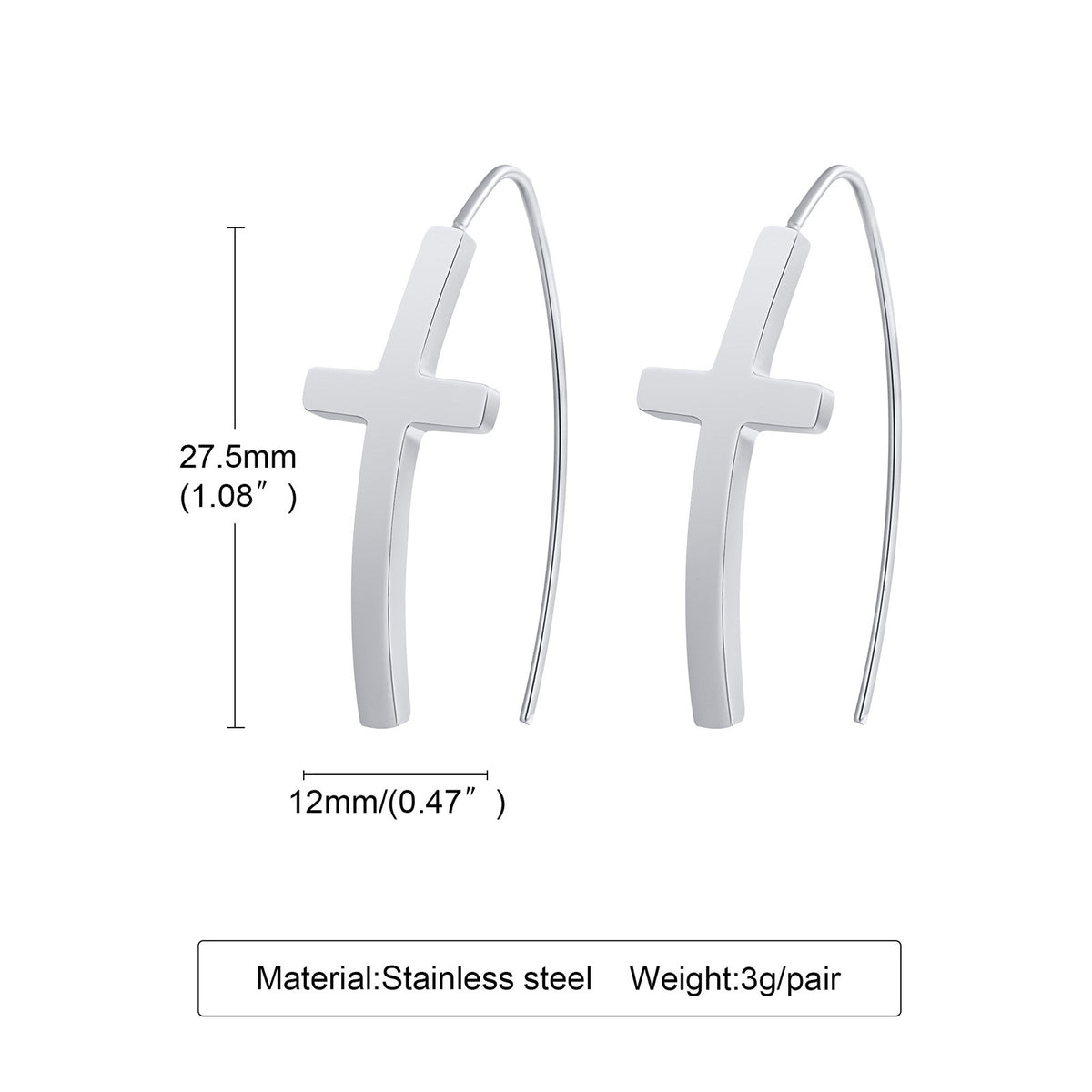 Cross Threader Drop Earrings — Gold or Silver