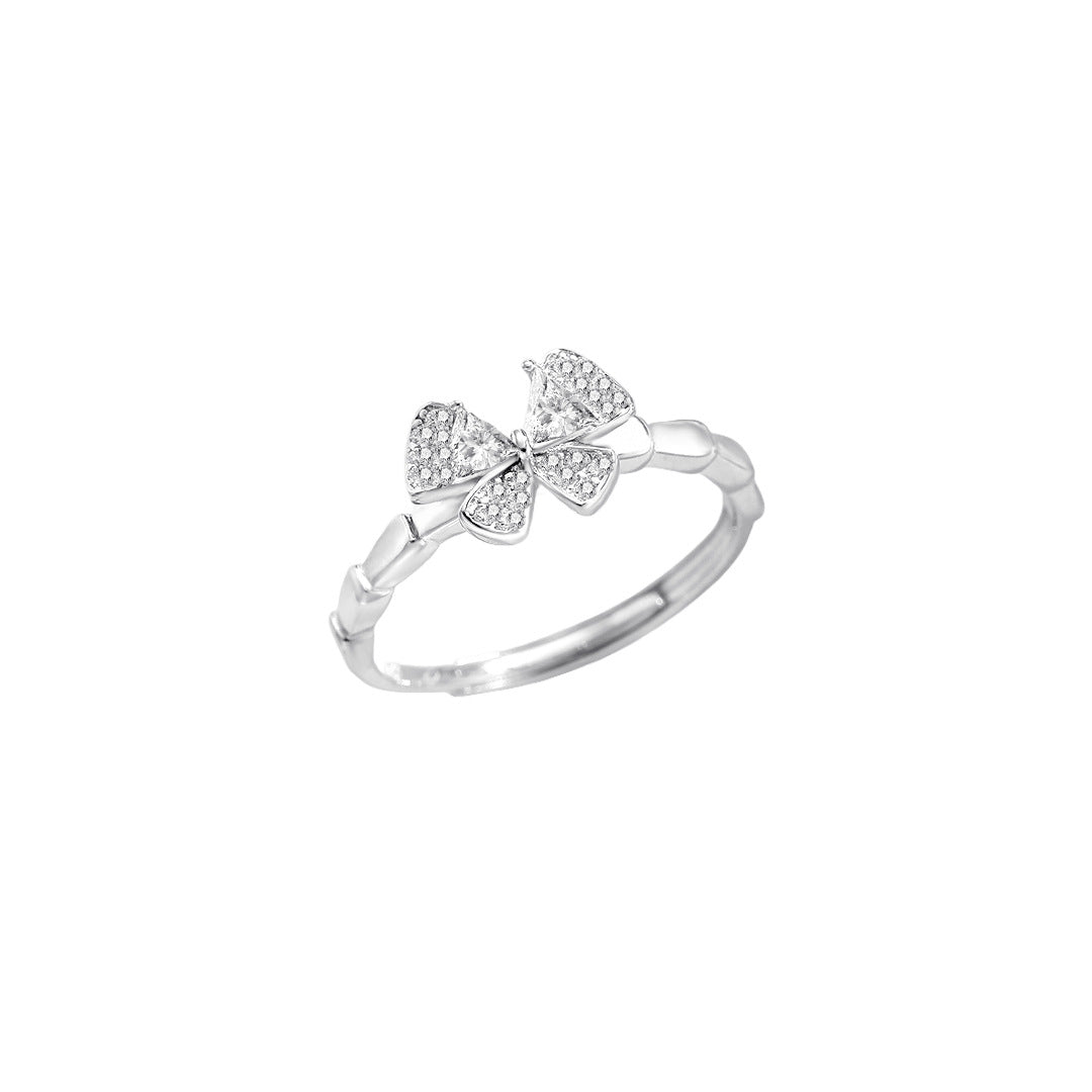 Planderful S925 Sterling Silver Butterfly Ring For Women Adjustable Size Chic Fashion Accessory