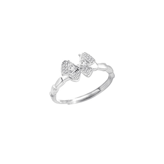 Planderful S925 Sterling Silver Butterfly Ring For Women Adjustable Size Chic Fashion Accessory